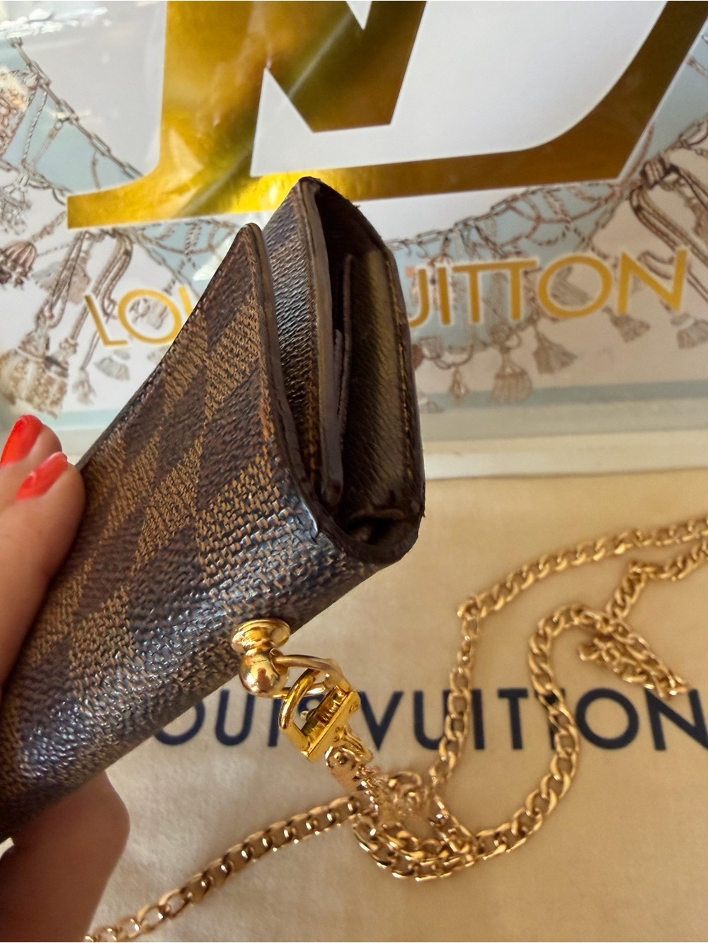 Louis Vuitton Damier Ebene Long Wallet on Chain - Picture 10 of 16